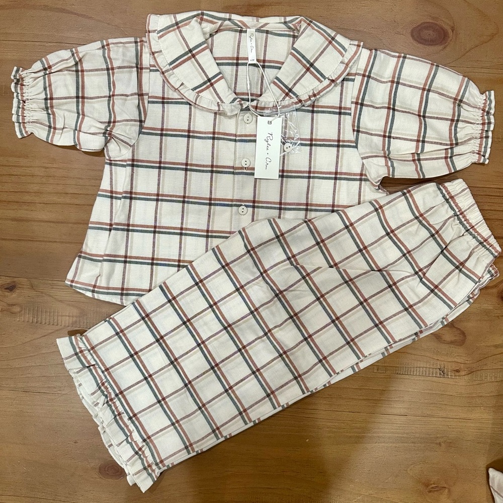 Rylee and Cru Plaid Ruffled Kids Pajamas Set